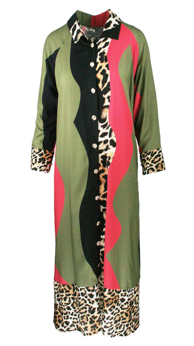 Waving Leopard Luxe Shirt Dress