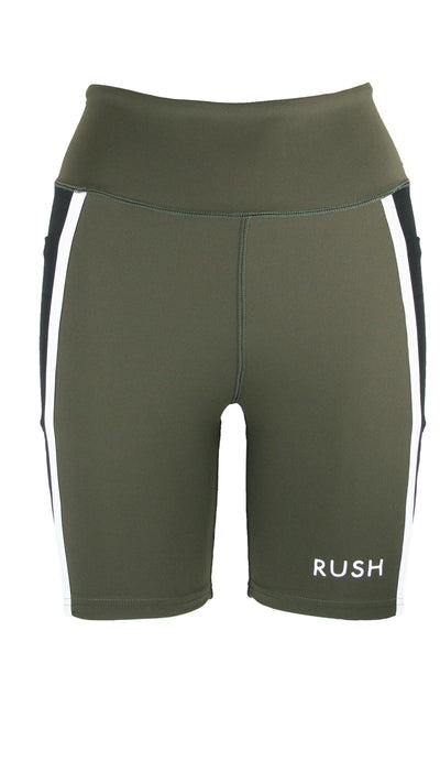 Dark Olive/Black Panel Pro High Waist Shorts