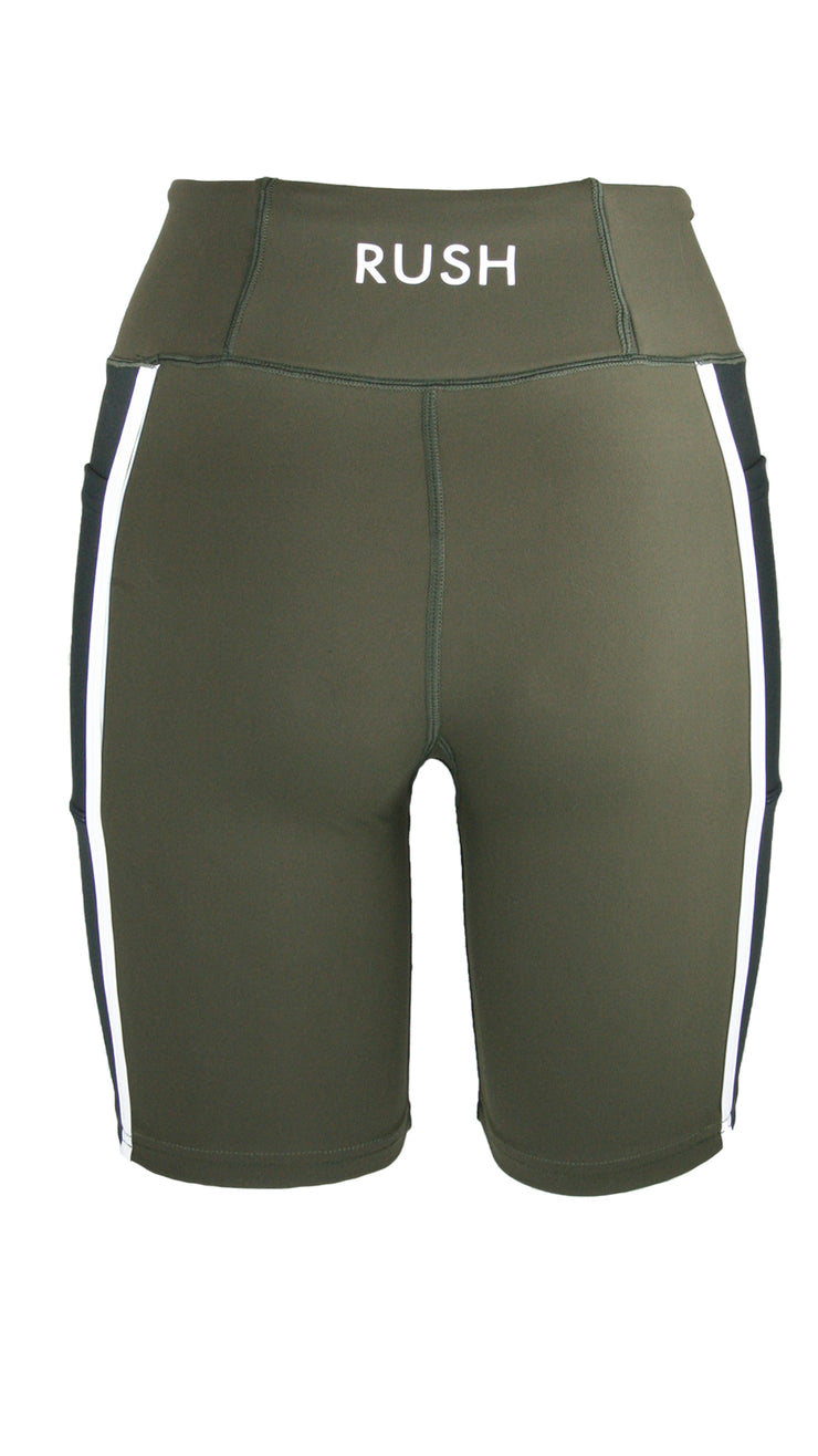 Dark Olive/Black Panel Pro High Waist Shorts