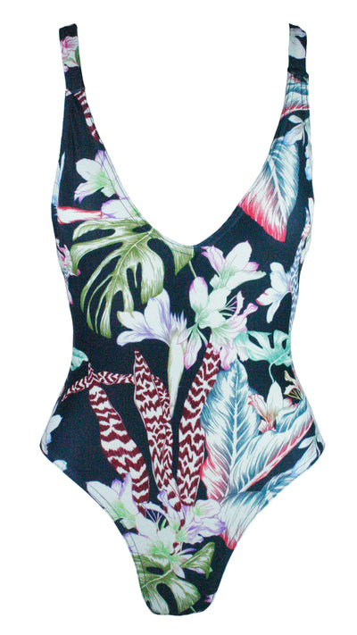 Floral Botanical V Neck One Piece